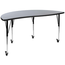 Load image into Gallery viewer, 3 Piece Mobile 86" Wave Oak Thermal Activity Table Set-Standard Height Legs

