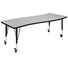 Load image into Gallery viewer, 3 Piece Mobile 86" Wave Oak Thermal Activity Table Set - Height Short Legs
