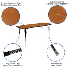 Load image into Gallery viewer, 2 Piece 86&quot; Wave Oak Thermal Activity Table Set - Standard Height Legs
