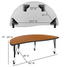 Load image into Gallery viewer, 2 Piece Mobile 47.5" Circle Wave Grey Thermal Adjustable Activity Table Set
