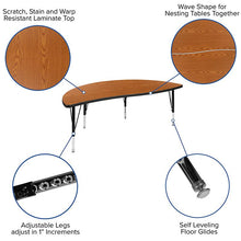 Load image into Gallery viewer, 2 Piece 86&quot; Wave Oak Thermal Activity Table Set - Height Adjustable Short Legs
