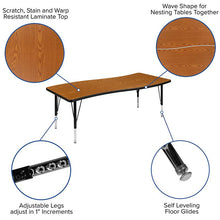 Load image into Gallery viewer, 2 Piece 86&quot; Wave Oak Thermal Activity Table Set - Height Adjustable Short Legs
