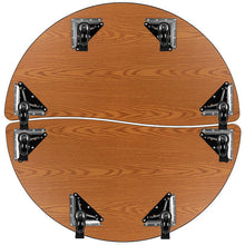Load image into Gallery viewer, 2 Piece Mobile 47.5" Circle Wave Oak Thermal Adjustable Activity Table Set
