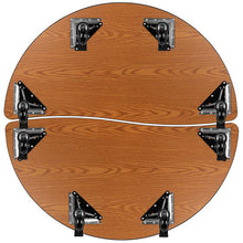 Load image into Gallery viewer, 2 Piece Mobile 47.5" Circle Wave Oak Thermal Kids Adjustable Activity Table Set

