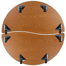 Load image into Gallery viewer, 2 Piece Mobile Emmy 60" Circle Wave Oak Thermal Adjustable Activity Table Set
