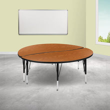 Load image into Gallery viewer, 2 Piece Emmy 60" Circle Wave Oak Thermal Activity Table Set - Height Short Legs
