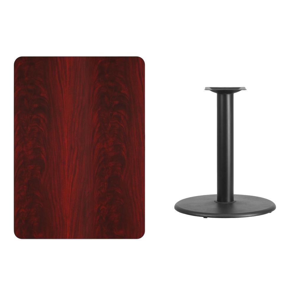 30'' x 42'' Rectangular Mahogany Table Top with 24'' Round Table Height Base