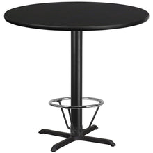 Load image into Gallery viewer, 42'' Round Black Table Top with 33'' x 33'' Bar Height Table Base and Foot Ring
