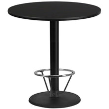 Load image into Gallery viewer, 42'' Round Black Table Top with 24'' Round Bar Height Table Base and Foot Ring
