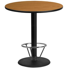 Load image into Gallery viewer, 42'' Round Natural Table Top with 24'' Round Bar Height Table Base and Foot Ring
