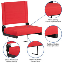 Load image into Gallery viewer, Lightweight Stadium Chair with Handle, Ultra-Padded Seat, Red
