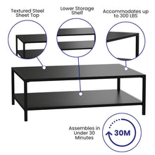 Load image into Gallery viewer, 2 Tier Patio Coffee Table Black Coffee Table, Porch, or Poolside-Steel Leg Frame
