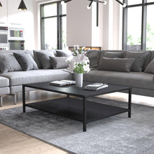 Load image into Gallery viewer, 2 Tier Patio Coffee Table Black Coffee Table, Porch, or Poolside-Steel Leg Frame
