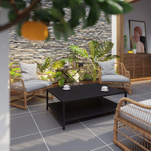 Load image into Gallery viewer, 2 Tier Patio Coffee Table Black Coffee Table, Porch, or Poolside-Steel Leg Frame
