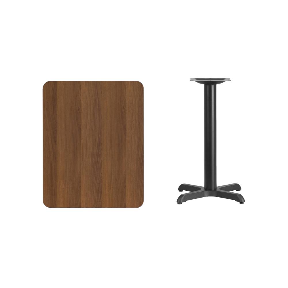 24'' x 30'' Rectangular Walnut Table Top with 22'' x 22'' Table Height Base