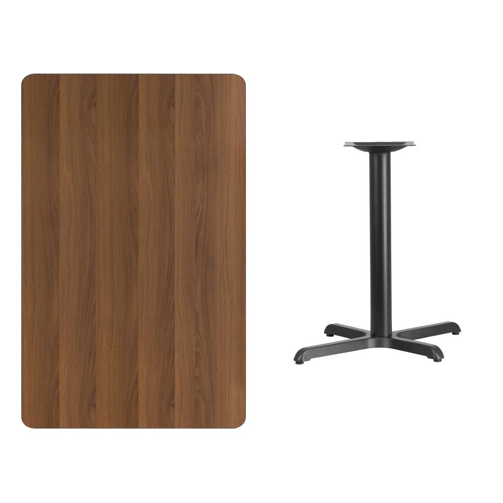 30'' x 48'' Rectangular Walnut Table Top with 24'' Round Table Height Base