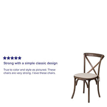 Load image into Gallery viewer, Stackable Early American Wood Cross Back Chair with Cushion

