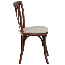 Load image into Gallery viewer, Stackable Mahogany Wood Cross Back Chair with Cushion

