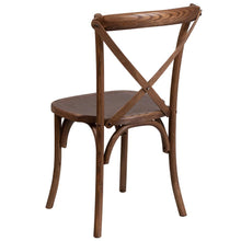 Load image into Gallery viewer, Stackable Pecan Wood Cross Back Chair
