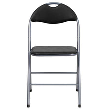 Load image into Gallery viewer, HERCULES Series Black Vinyl Metal Folding Chair with Carrying Handle
