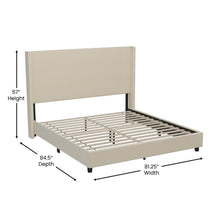 Load image into Gallery viewer, King Upholstered Platform Bed with Channel Stitched Wingback Headboard, Beige
