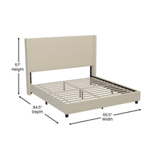 Load image into Gallery viewer, Queen Upholstered Platform Bed with Channel Stitched Wingback Headboard, Beige
