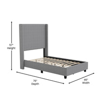 Load image into Gallery viewer, Twin Upholstered Platform Bed with Channel Stitched Wingback Headboard, Gray
