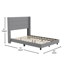 Load image into Gallery viewer, Full Upholstered Platform Bed with Wingback Headboard, Gray Faux Linen
