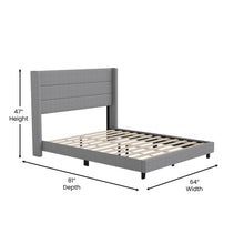 Load image into Gallery viewer, Queen Upholstered Platform Bed with Wingback Headboard, Gray Faux Linen
