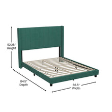 Load image into Gallery viewer, Queen Upholstered Platform Bed with Vertical Stitched Headboard, Emerald Velvet
