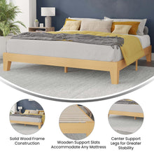 Load image into Gallery viewer, Natural Pine Finish Wood King Platform Bed with Wooden Support Slats
