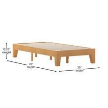 Load image into Gallery viewer, Natural Pine Finish Wood Twin Platform Bed with Wooden Support Slats
