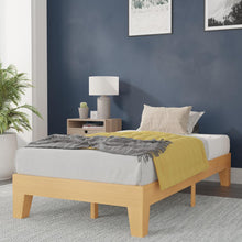 Load image into Gallery viewer, Natural Pine Finish Wood Twin Platform Bed with Wooden Support Slats
