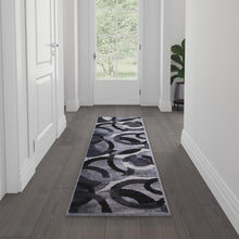 Load image into Gallery viewer, Geometric 2' x 7' Black and Gray Olefin Area Rug, Living Room, Bedroom
