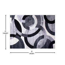 Load image into Gallery viewer, Geometric 6' x 9' Black and Gray Olefin Area Rug, Living Room, Bedroom
