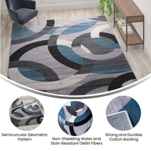 Load image into Gallery viewer, Geometric 8' x 10' Blue and Gray Olefin Area Rug, Living Room, Bedroom
