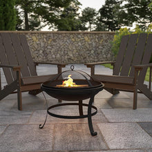 Load image into Gallery viewer, 22" Round Wood Burning Firepit with Mesh Spark Screen and Poker
