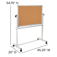 Load image into Gallery viewer, 45.25"W x 54.75"H Reversible Mobile Board and White Board with Pen Tray
