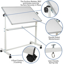 Load image into Gallery viewer, 45.25"W x 54.75"H Double-Sided Mobile White Board with Pen Tray
