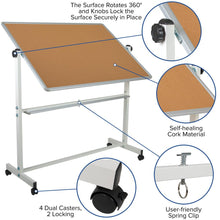 Load image into Gallery viewer, 53"W x 62.5"H Reversible Mobile Board and White Board with Pen Tray
