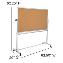 Load image into Gallery viewer, 62.5"W x 62.25"H Reversible Mobile Board and White Board with Pen Tray
