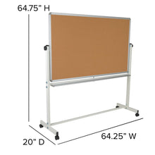 Load image into Gallery viewer, 64.25"W x 64.75"H Reversible Mobile Board and White Board with Pen Tray
