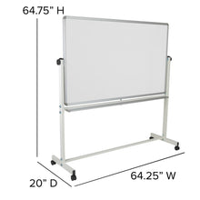Load image into Gallery viewer, 64.25"W x 64.75"H Double-Sided Mobile White Board with Pen Tray
