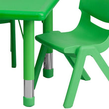 Load image into Gallery viewer, 24''W x 48''L Green Plastic Height Adjustable Activity Table Set with 4 Chairs
