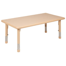 Load image into Gallery viewer, 24"W x 48"L Natural Plastic Height Adjustable Activity Table Set with 6 Chairs
