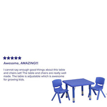 Load image into Gallery viewer, 24'' Square Blue Plastic Height Adjustable Activity Table Set with 2 Chairs
