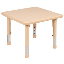 Load image into Gallery viewer, 24" Square Natural Plastic Height Adjustable Activity Table Set with 4 Chairs
