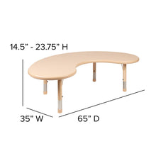 Load image into Gallery viewer, 35"W x 65"L Half-Moon Natural Plastic Height Adjustable Activity Table
