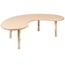 Load image into Gallery viewer, 35"W x 65"L Half-Moon Natural Plastic Height Activity Table Set with 4 Chairs
