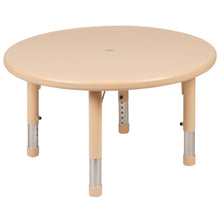 Load image into Gallery viewer, 33" Round Natural Plastic Height Adjustable Activity Table Set with 4 Chairs
